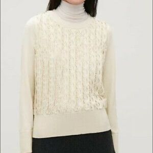 COS Frills Wool Knit Crewneck Jumper Sweater